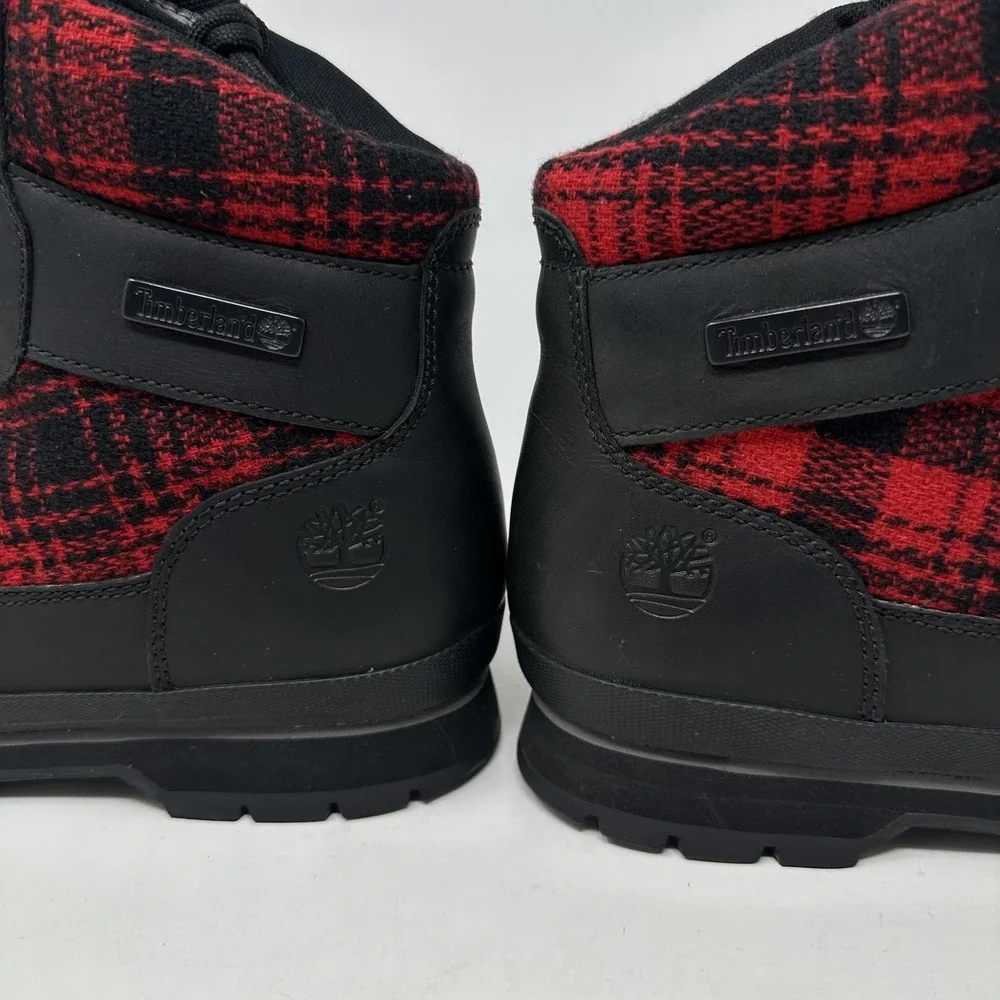Timberland Woolrich Wool Buffalo Plaid Euro Hiker Boots Mens‎ Size 9 Leather